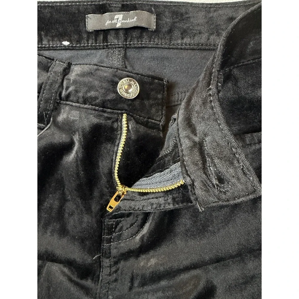 7 For All Mankind Pants Women's Sz 25 The Ankle Skinny Black Velvet Stretch NWT